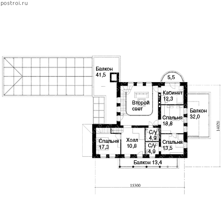 План кирпичного дома E-792-1K, 2 этаж