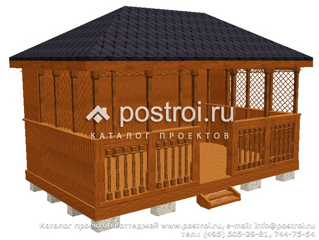 Проект летней беседки № P-015-1D Проект летней беседки № P-015-1D